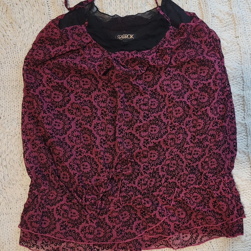 Pink and Black Tiered Tank